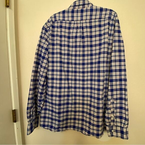 Goodthreads Oxford Men's Slim Long Sleeve Stretch cotton Plaid BLUE Shirt-XXXL - Picture 7 of 11
